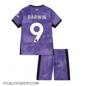 Liverpool Darwin Nunez #9 Terza Maglia Bambino 2023-24 Manica Corta (+ Pantaloni corti)